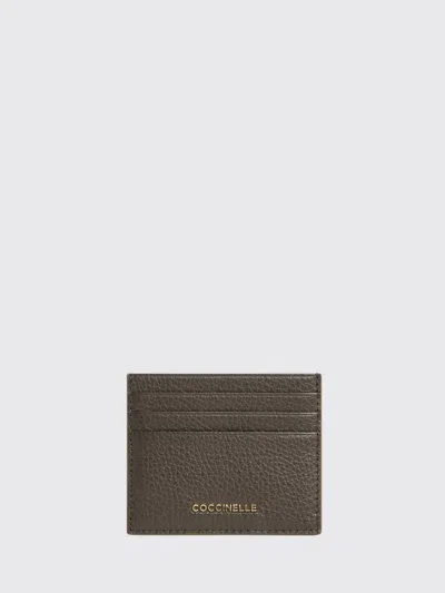Coccinelle Metallic Small Leather Card Holder In Brown