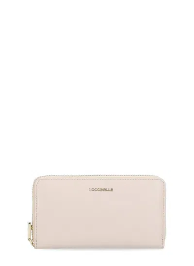 Coccinelle Logo Lettering Zipped Wallet In Pink