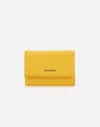 Coccinelle Chic Leather Green Wallet With Multiple Compartments In Yellow