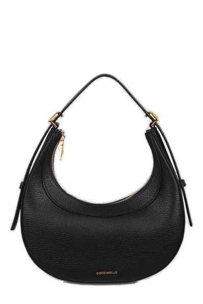 Coccinelle Whisper Logo Stamp Shoulder Bag In Noir
