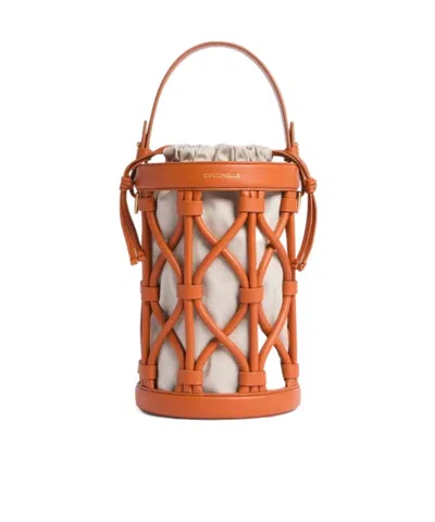Coccinelle Woven Bucket Bag In Brown