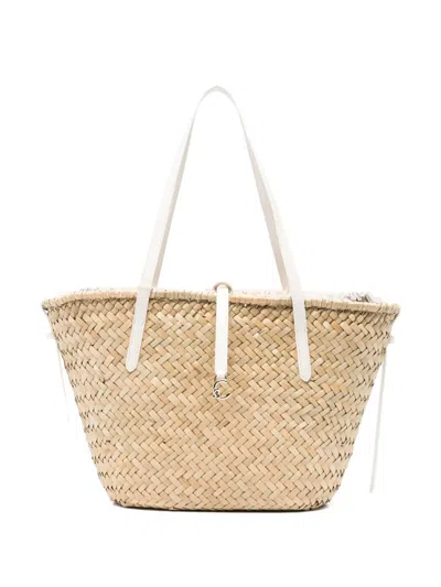 Coccinelle Woven Drawstring Shoulder Bag In Nude