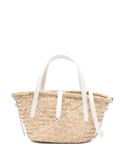 Coccinelle Woven Tote Bag In Nude