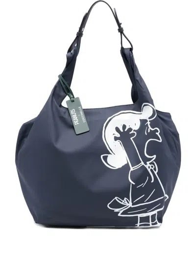 Coccinelle X Peanuts Nº10 Graphic-print Shoulder Bag In Blue