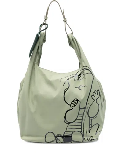 Coccinelle X Peanuts Nº10 Graphic-print Shoulder Bag In Green