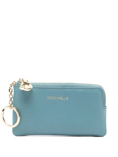 Coccinelle Zip Leather Wallet In Blue