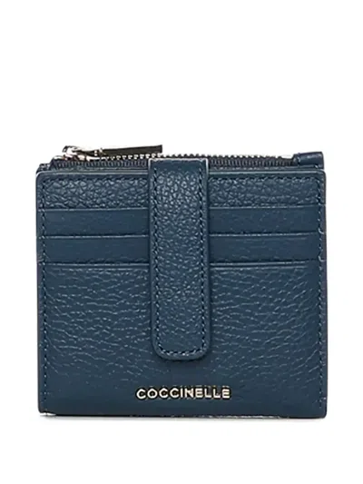Coccinelle Zip Leather Wallet In Blue