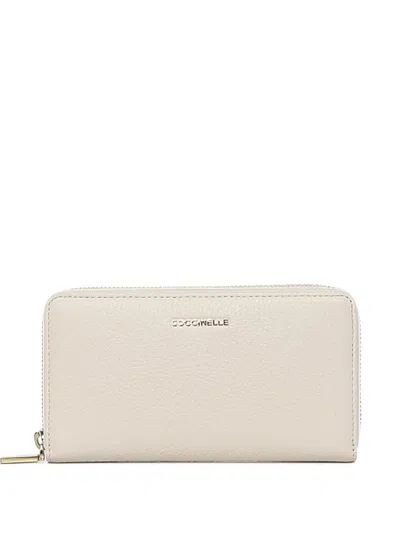 Coccinelle Zip Leather Wallet In Neutral