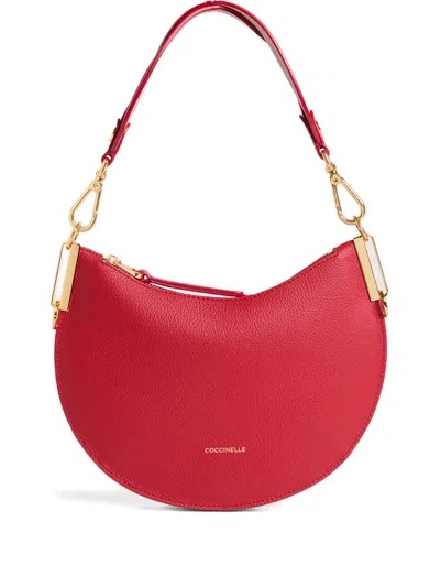 Coccinelle Zip Logo-detail Shoulder Bag In Red