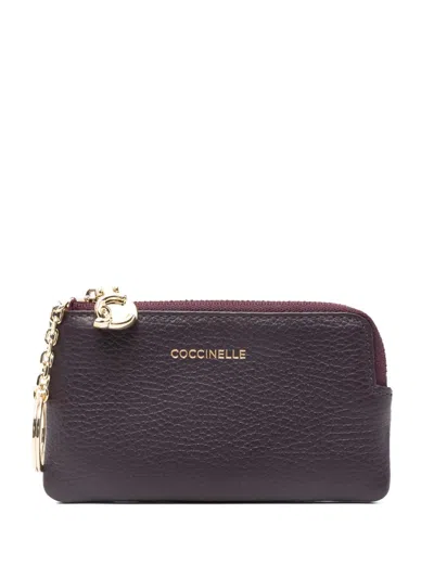 Coccinelle Zip-up Charm-detail Leather Wallet In Brown