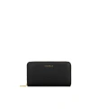 Coccinelle Large Grainy Leather Zip-around Purse Metallic Soft In Black