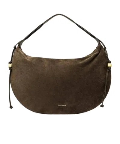 Coccinelle Thess Large Suede Shoulder Bag In Pink