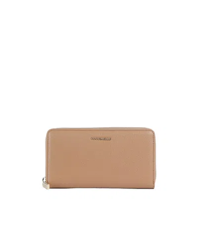 Coccinelle Zippered Long Wallet In Nude
