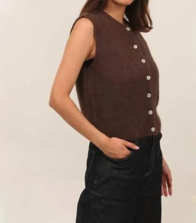 Cocco Bello Baby Alpaca Sleeveless Sweater Top In Soft Rich Chocolate In Multi