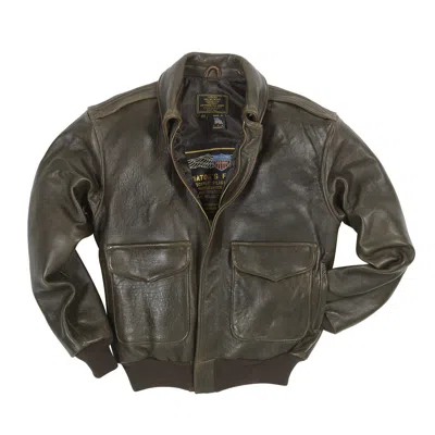 Pre-owned Cockpit Usa "100 Mission" A-2 Pilot's Flight Jacket Brown Usa Made Z2011a
