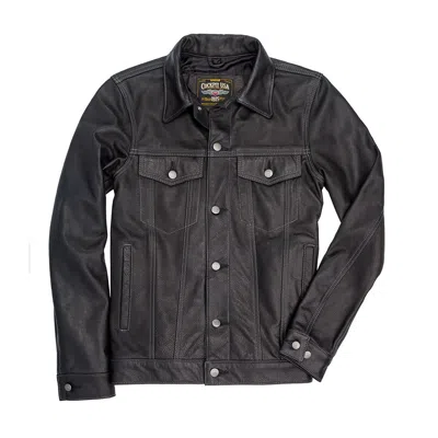 Pre-owned Cockpit Usa Calfskin Leather Jean Jacket Black, Brown Z21x003 Made In Usa