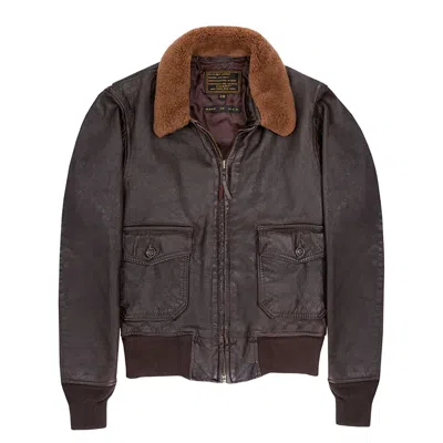 Pre-owned Cockpit Usa Classic Naval Aviator's "100 Mission" Flight Jacket™ Z21c0071 In Brown