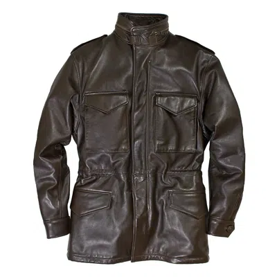 Pre-owned Cockpit Usa Leather M-65 Field Jacket Brown Usa Made Z21s024