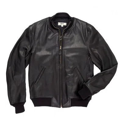 Pre-owned Cockpit Usa Leather Tanker Jacket Black With Wool Lining Usa Made Z21e012
