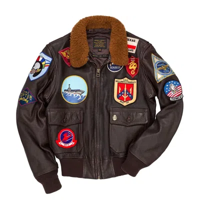 Pre-owned Cockpit Usa "movie Heroes" Top Gun Navy G-1 Jacket Brown Usa Made Z201036t