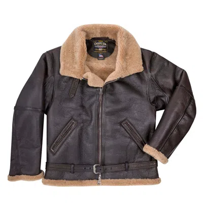 Pre-owned Cockpit Usa Raf Fighter Weight Sheepskin Bomber Jacket Z21w010 Usa Made In Brown