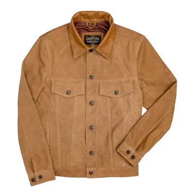 Pre-owned Cockpit Usa Suede Trucker Jacket Z21z002 Usa Made In Brown