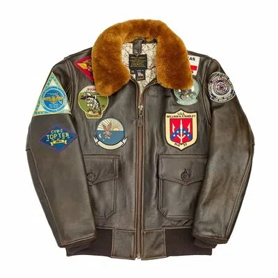 Pre-owned Cockpit Usa Top Gun Navy G-1 Leather Jacket Brown Made In Usa G1 Z201036m