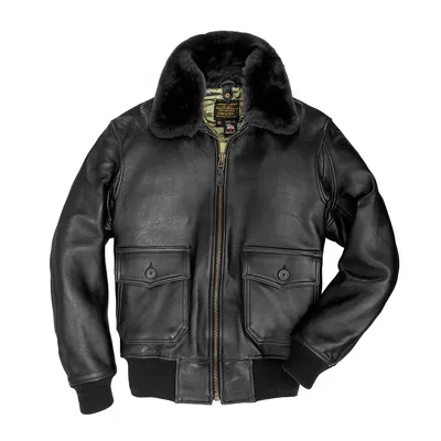 Pre-owned Cockpit Usa U.s. Navy Lambskin G-1 Flight Jacket (long) Usa Z201035ml In Black