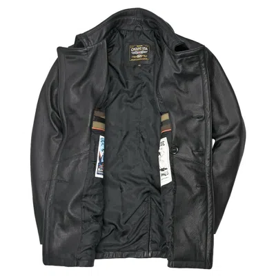 Pre-owned Cockpit Usa Vintage Leather Naval Officers Peacoat Usa Made Z21p019 In Black