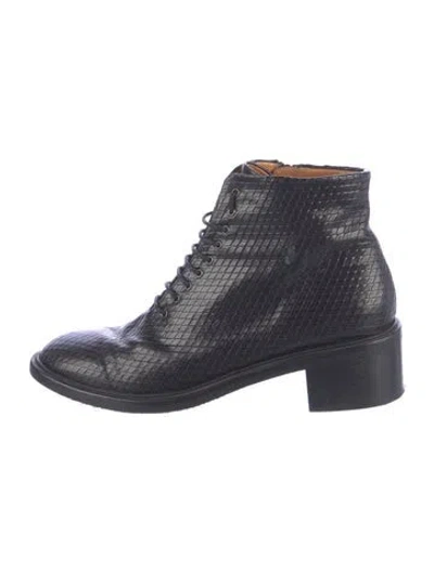 Pre-owned Coclico Leather Animal Print Lace-up Boots In Blue