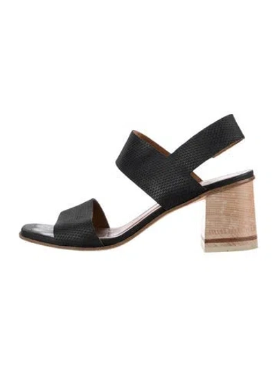 Pre-owned Coclico Leather Animal Print Sandals In Black