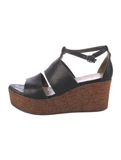 Pre-owned Coclico Leather Colorblock Pattern Espadrilles In Black