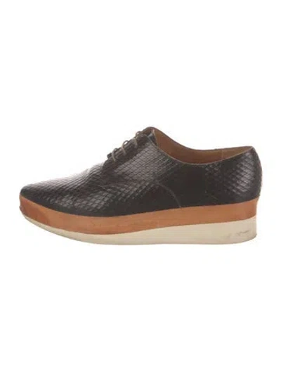 Pre-owned Coclico Leather Colorblock Pattern Oxfords In Black