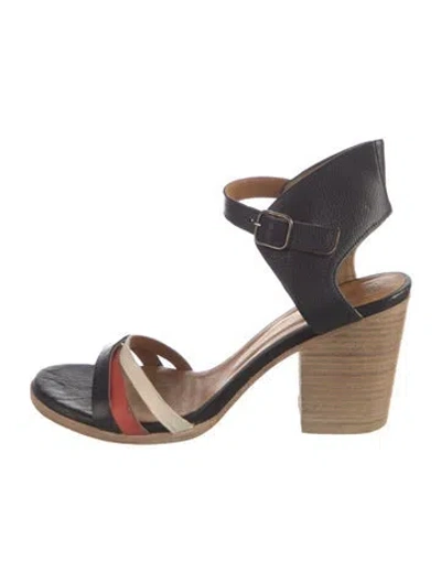 Pre-owned Coclico Leather Colorblock Pattern Sandals In Blue