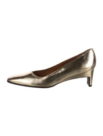 Pre-owned Coclico Leather Flats In Gold/green
