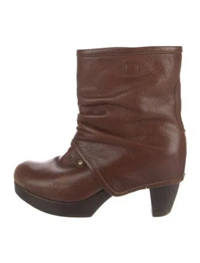 Pre-owned Coclico Leather Moto Boots In Brown
