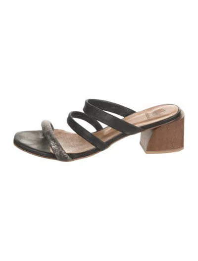 Pre-owned Coclico Leather Slides In Black