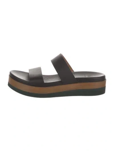 Pre-owned Coclico Leather Slides In Black/green