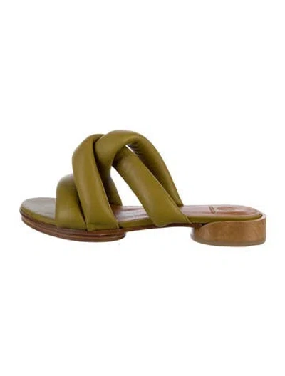 Pre-owned Coclico Leather Slides In Green