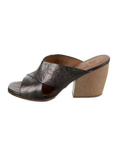 Pre-owned Coclico Leather Slides In Grey/metallic
