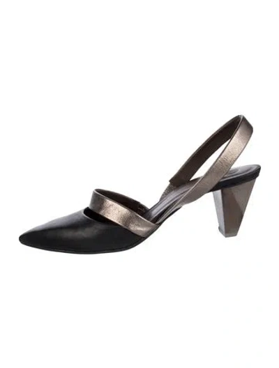 Pre-owned Coclico Leather Slingback Pumps In Black