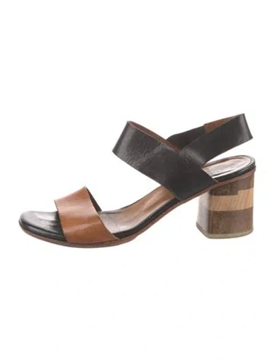 Pre-owned Coclico Leather Slingback Sandals In Black