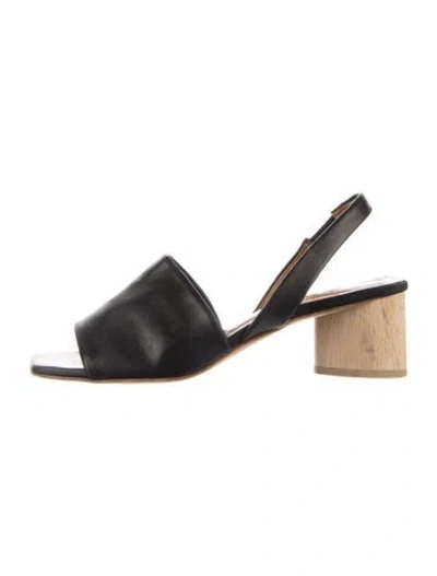Pre-owned Coclico Leather Slingback Sandals In Black