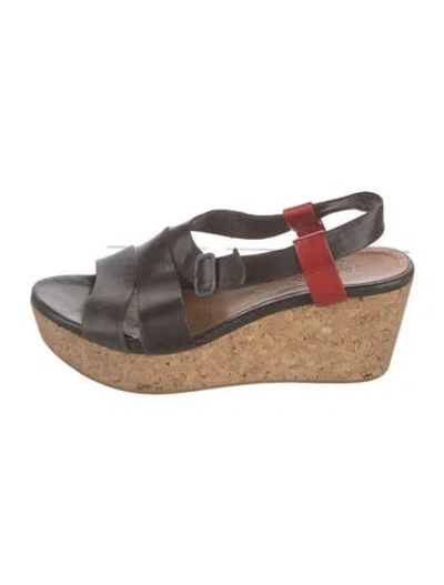 Pre-owned Coclico Leather Slingback Sandals In Black