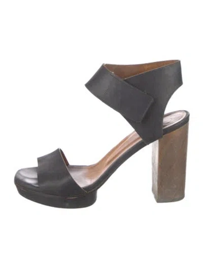 Pre-owned Coclico Leather Slingback Sandals In Black