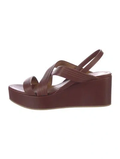 Pre-owned Coclico Leather Slingback Sandals In Burgundy
