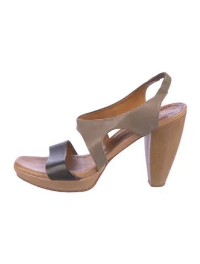 Pre-owned Coclico Leather Slingback Sandals In Gray
