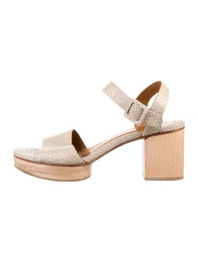 Pre-owned Coclico Snakeskin Animal Print Sandals In Neutrals