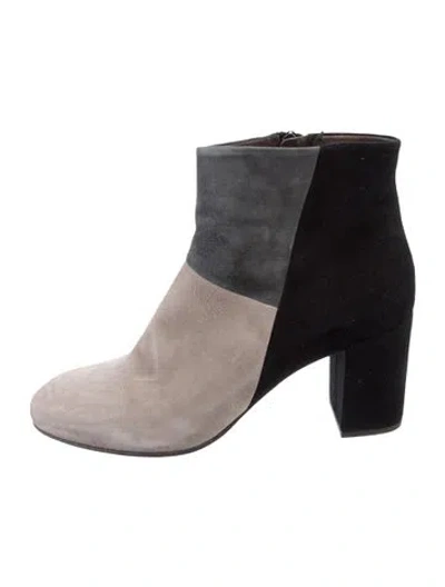 Pre-owned Coclico Suede Colorblock Pattern Boots In Black