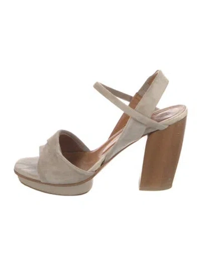 Pre-owned Coclico Suede Colorblock Pattern Slingback Sandals In Neutral